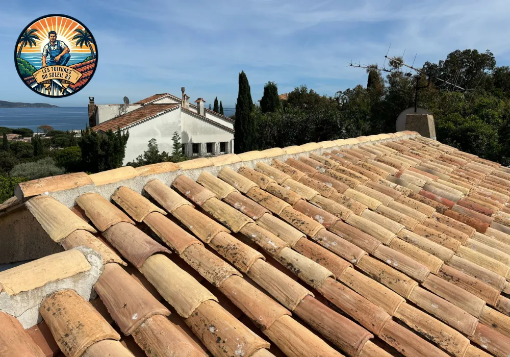 Toiture en tuiles avec vue sur la mer à Sanary-sur-Mer